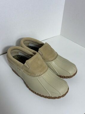 Vintage LL Bean Bean Slip On Rubber Mocs Women 8 M Low Duck Boot Shoe Made USA